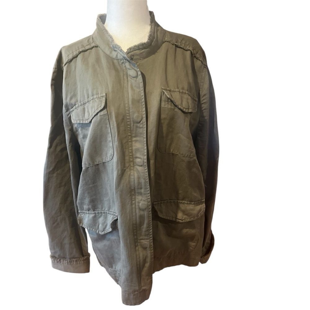 Style and co women's utility jacket size xl in army green with full zip